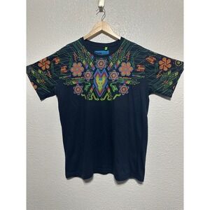 Beemistic Mens XL Graphic T Shirt Aztec Geometric Digital Print Blue Navy